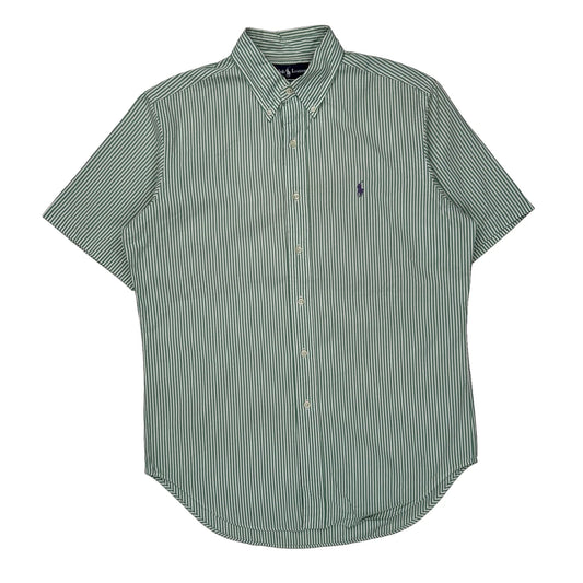 Ralph Lauren Striped Short Sleeve Shirt - Medium Green Cotton