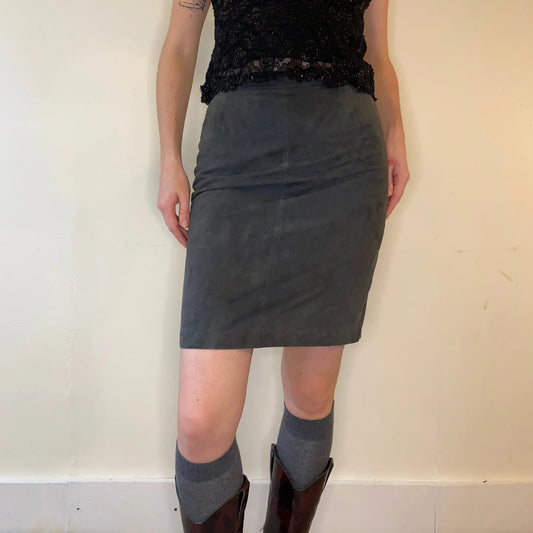 Vintage grey Maska Midi Skirt - womens 27" waist