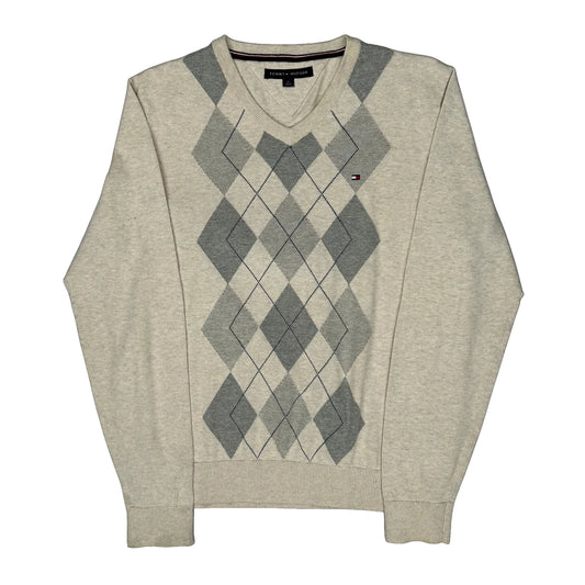 Tommy Hilfiger Argyle Jumper - Medium Beige Cotton