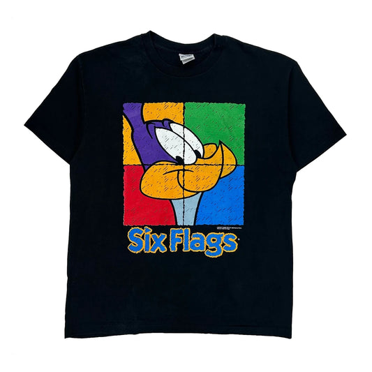 Looney Tunes Six Flags Single Stitch T-Shirt - XL Black Cotton