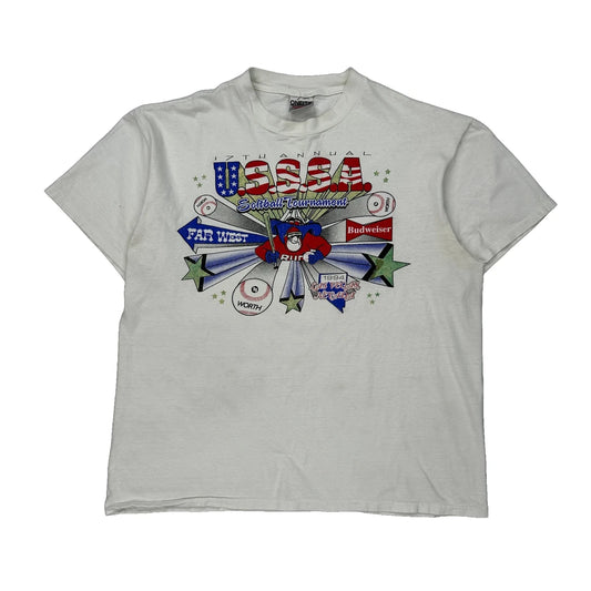 USssa Softball Tournament Oneita Graphic T-Shirt - XL White Cotton