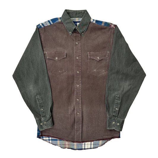 Wrangler Checked Denim Shirt - Medium Multicoloured Cotton