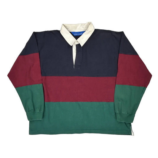 Prides Landing Striped Rugby Shirt - XL Burgundy Cotton