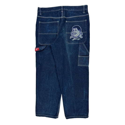 Platinum Fubu Graphic Carpenter Jeans - 40W 31L Blue Denim