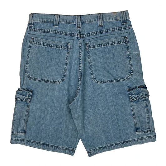 Utility Pockets Wrangler Cargo Shorts - 34W 10L Light Wash Denim