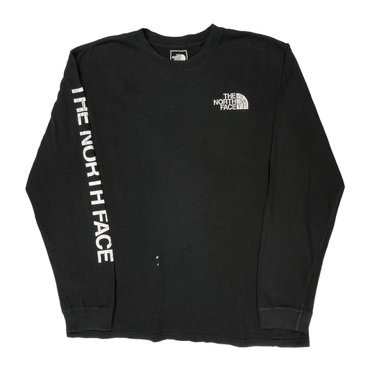 Vintage The North Face Spellout Long Sleeve T-Shirt - XL Black Cotton