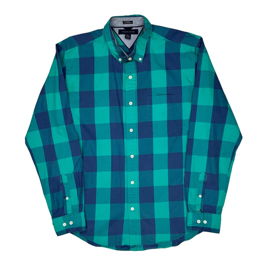Vintage Tommy Hilfiger Checked Shirt - Large Blue Cotton