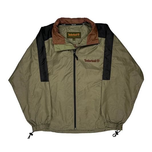 Vintage Timberland Spellout Windbreaker - Medium Khaki Nylon