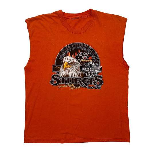 Sturgis Rally Harley Davidson Graphic T-Shirt - XL Orange Cotton