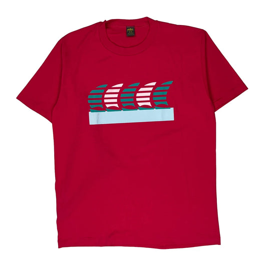 Sailboat Design Jerzees Single Stitch T-Shirt - XL Red Polyester Blend