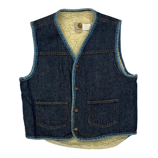 Made In USa Carhartt Denim Gilet - Medium Blue Denim