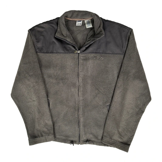 Vintage Fila Fleece Jacket - Large Grey Polyester
