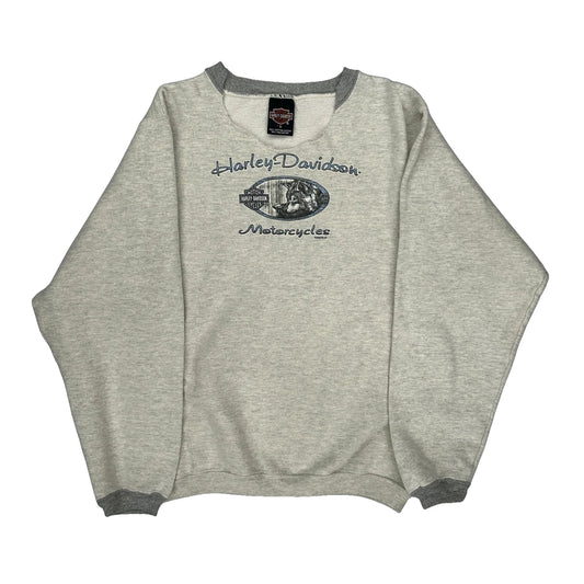 Motorcycles Harley Davidson Graphic Sweatshirt - Small Grey Cotton Blend