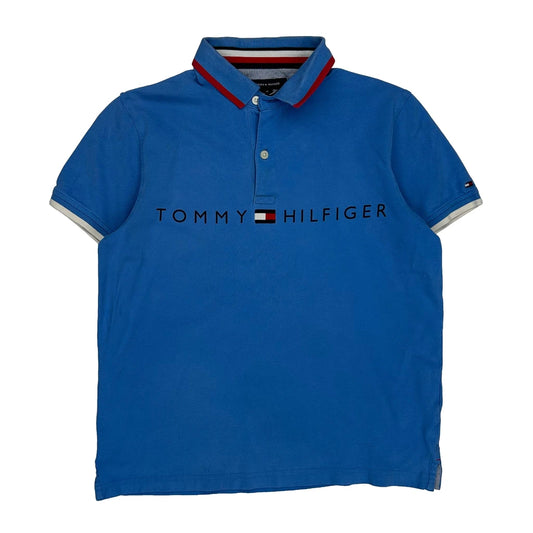 Vintage Tommy Hilfiger Slim Fit Polo Shirt - Medium Blue Cotton