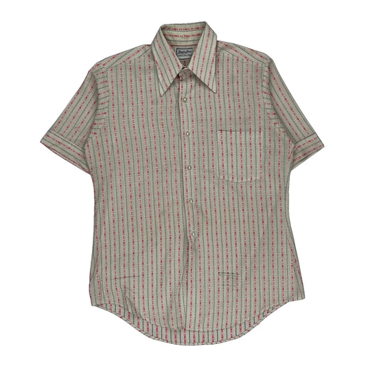 Bradley Van Heusen Striped Shirt - Large Beige Cotton