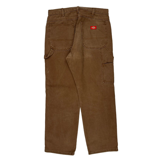 Dickies Double Knee Carpenter Trousers - 34W 30L Brown Cotton