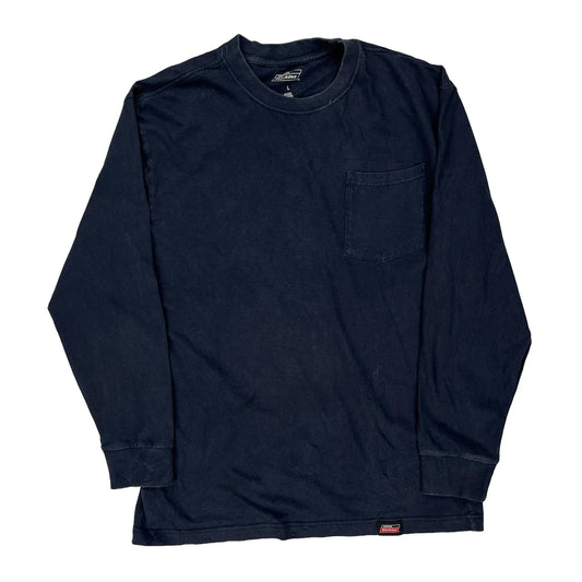 Dickies Long Sleeve T-Shirt - Large Navy Cotton