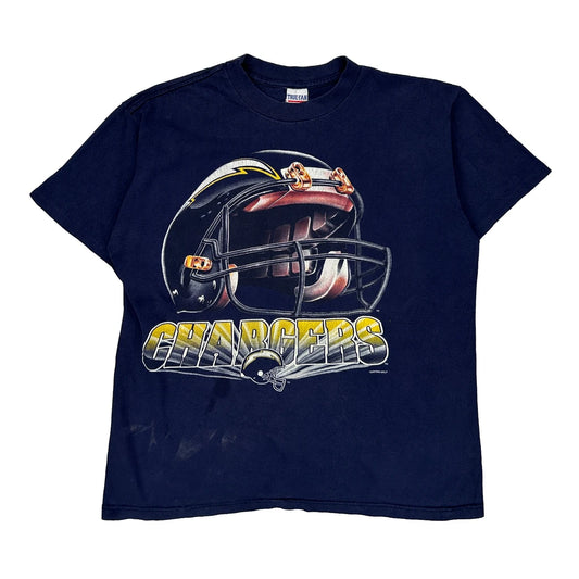 Chargers True Fan Single Stitch T-Shirt - 2XL Navy Cotton