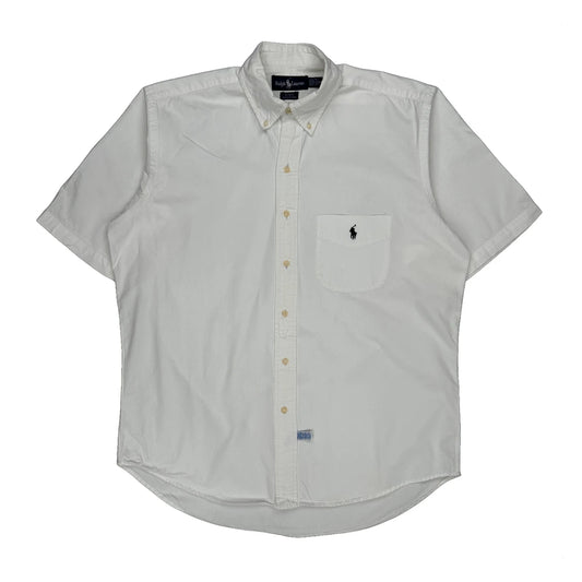 Ralph Lauren Short Sleeve Shirt - Medium White Cotton