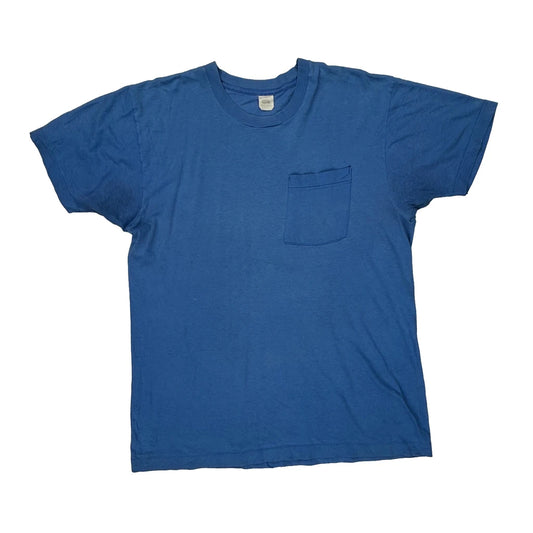 Fruit Of The Loom Single Stitch T-Shirt - XL Blue Cotton