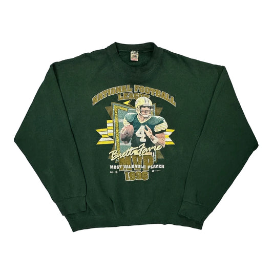 Vintage Brett Favre Mvp 1996 Fruit Of The Loom Nfl Sweatshirt - 2XL Green Cotton