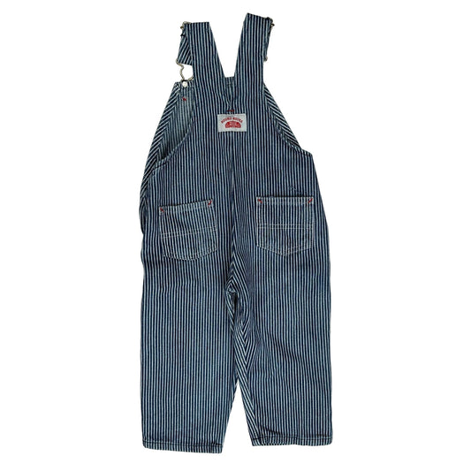 Age 2T Round House Striped Dungarees - 2XS Blue Denim