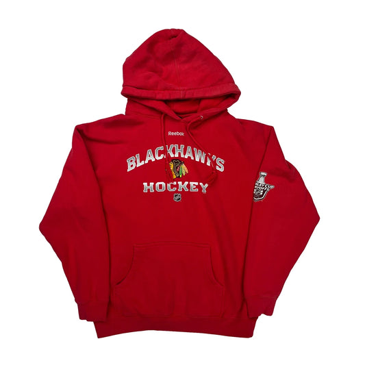 Blackhawks Reebok Hoodie - Large Red Cotton Blend