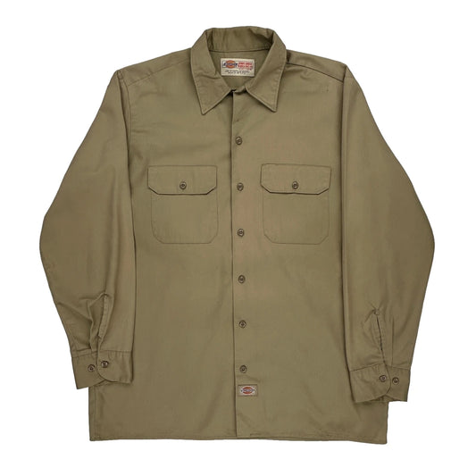 Dickies Shirt - Large Beige Polyester Blend
