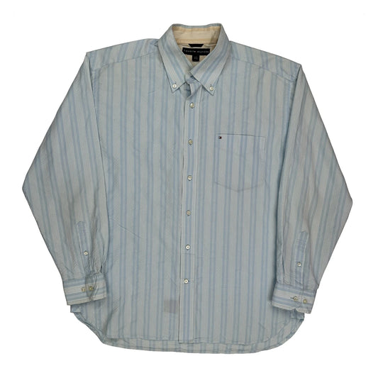 Tommy Hilfiger Striped Shirt - Large Blue Cotton