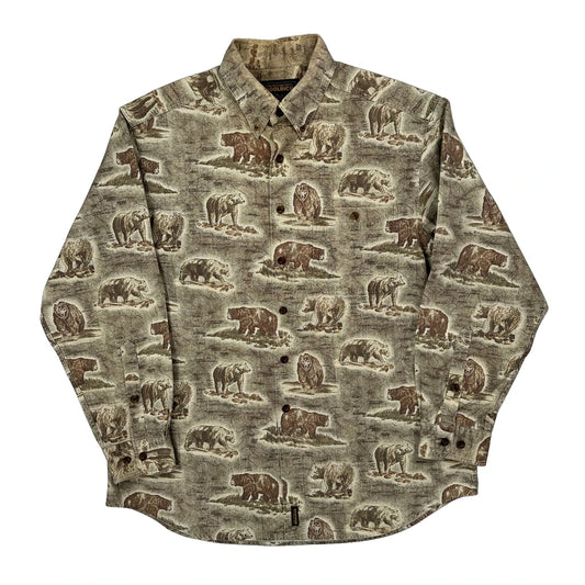 Woolrich Patterned Shirt - Large Brown Cotton