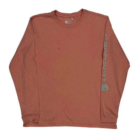 Loose Fit Carhartt Long Sleeve T-Shirt - Large Orange Cotton