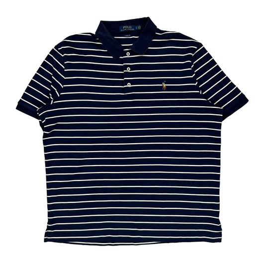 Polo By Ralph Lauren Striped Polo Shirt - Large Navy Cotton