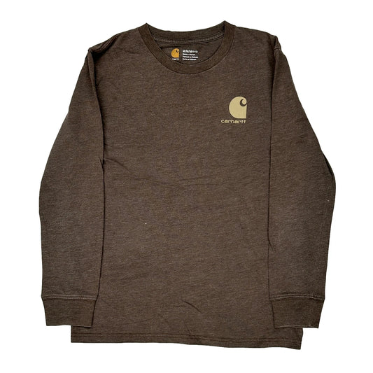 Age 10-12 Carhartt Graphic Long Sleeve T-Shirt - Medium Brown Cotton