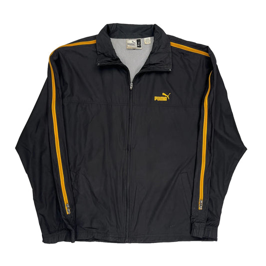 Vintage Puma Striped Track Jacket - Small Black Polyester