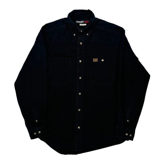 Wrangler Denim Shirt - Large Black Cotton