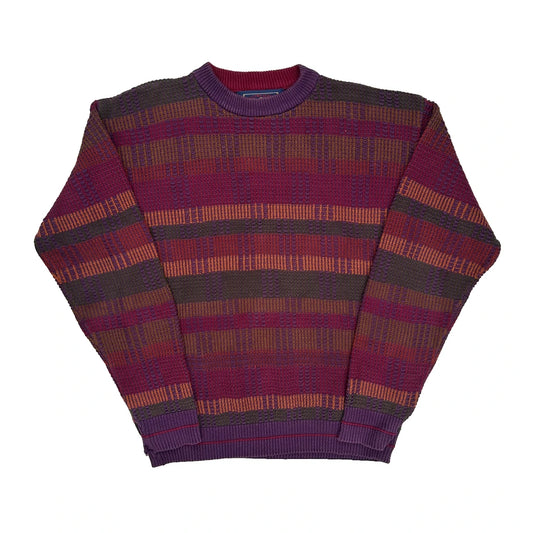 Chaps Ralph Lauren Striped Jumper - Large Red Cotton
