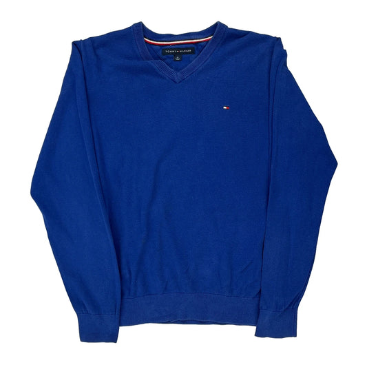 Tommy Hilfiger V-Neck Jumper - Medium Blue Cotton