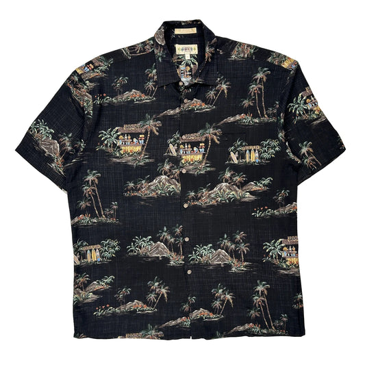 Campia Moda Graphic Hawaiian Shirt - XL Black Viscose