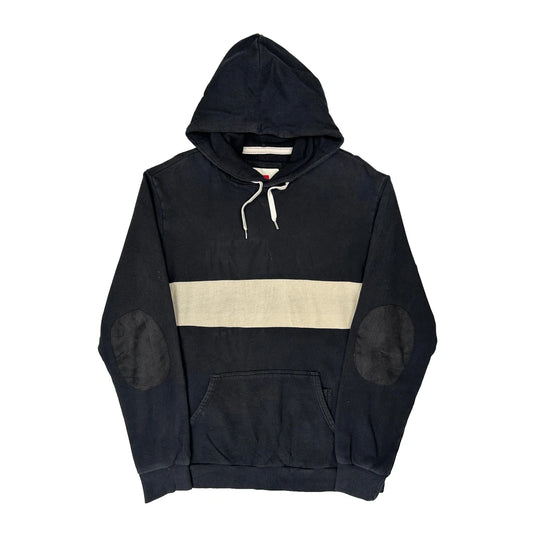 Vintage Quiksilver Striped Hoodie - Large Black Cotton