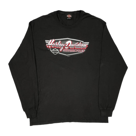 Harley Davidson Graphic Long Sleeve T-Shirt - XL Black Cotton