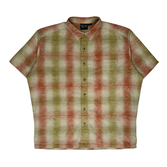 Mountain Hard Wear Checked Short Sleeve Shirt - Large Beige Cotton