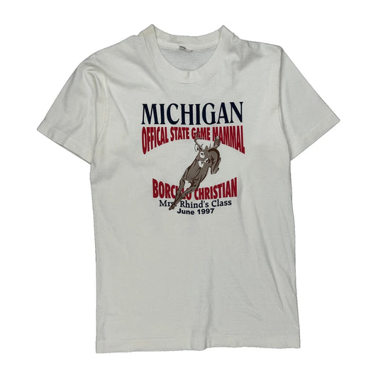 Michigan Official State Game Mammal Unbranded Single Stitch T-Shirt - Medium White Cotton