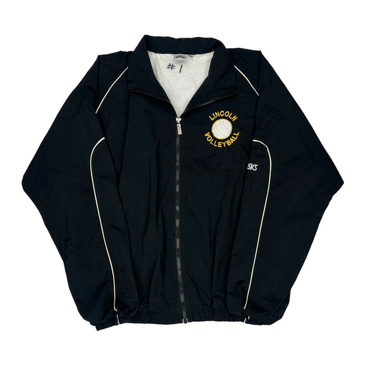 Vintage Lincoln Volleyball Asics Track Jacket - Medium Black Polyester