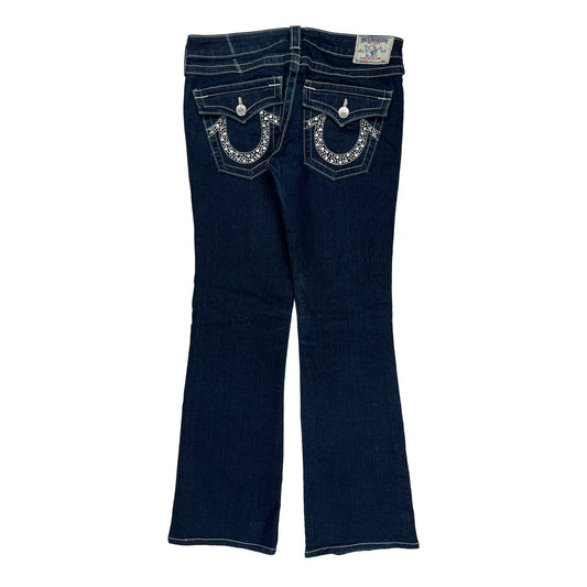 Vintage True Religion Boot Cut Jeans - 32W UK 10 Dark Wash Cotton