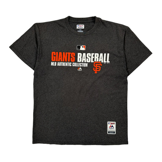 Giants Baseball Majestic Mlb T-Shirt - Large Grey Cotton