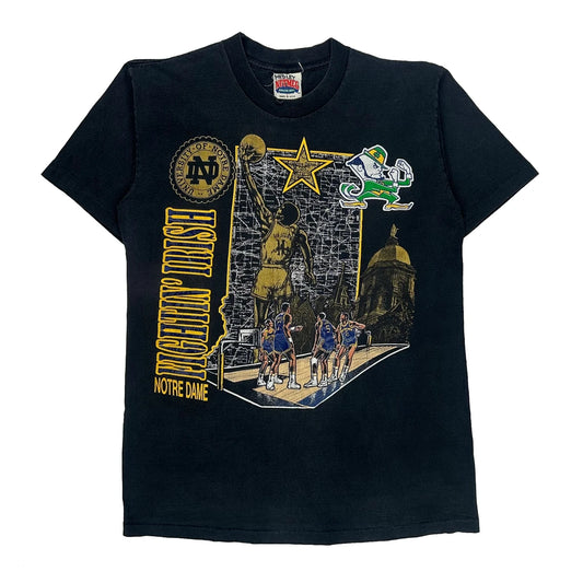 Notre Dame Nutmeg Single Stitch T-Shirt - Large Black Cotton