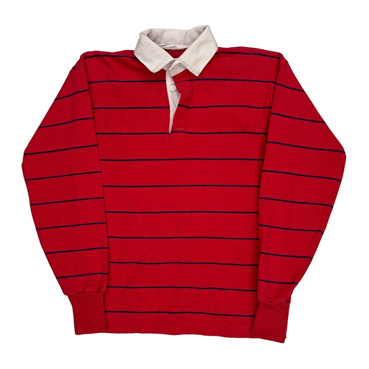 Vintage Unbranded Striped Rugby Shirt - Medium White Cotton