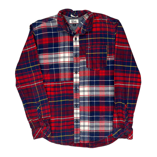 Vintage Tommy Hilfiger Denim Checked Flannel Shirt - Small Red Cotton