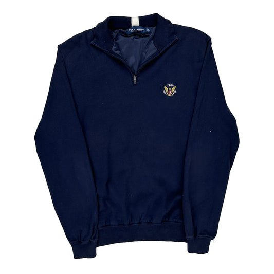 USga Polo By Ralph Lauren 1/4 Zip - Large Navy Cotton
