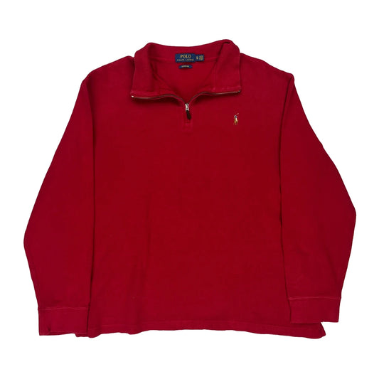 Estate Rib Polo By Ralph Lauren 1/4 Zip - XL Red Cotton